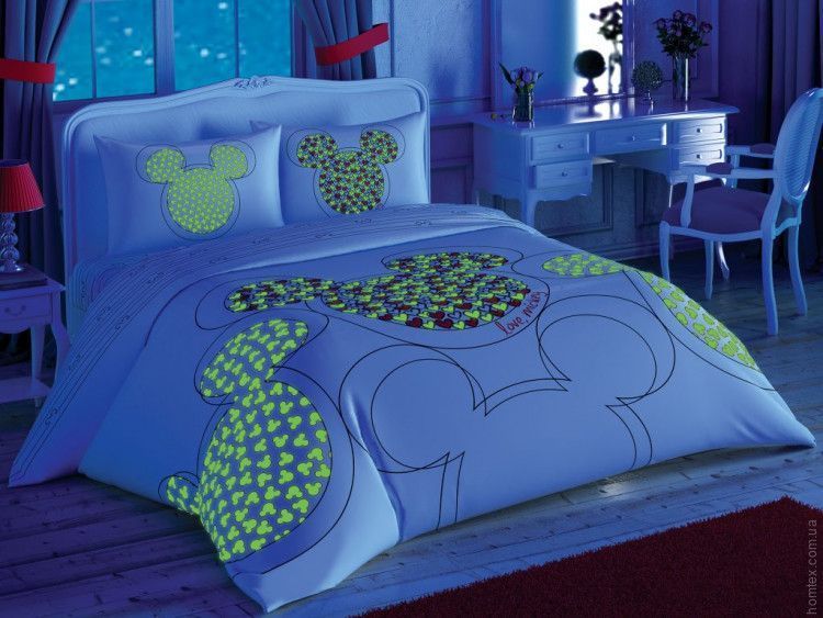 Постельное белье ранфорс TAC Love Mickey Glow евро p-60259513 фото