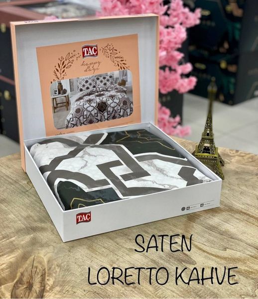 Постільна білизна TAC сатин Loretto kahve v01 євро р-60264689 фото