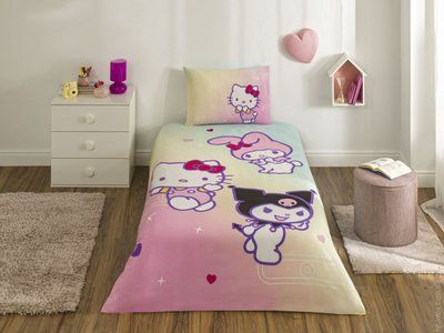 Постільна білизна TAC Ranforce Disney Hello Kitty Friends дитяча на резинці p-60322958 фото