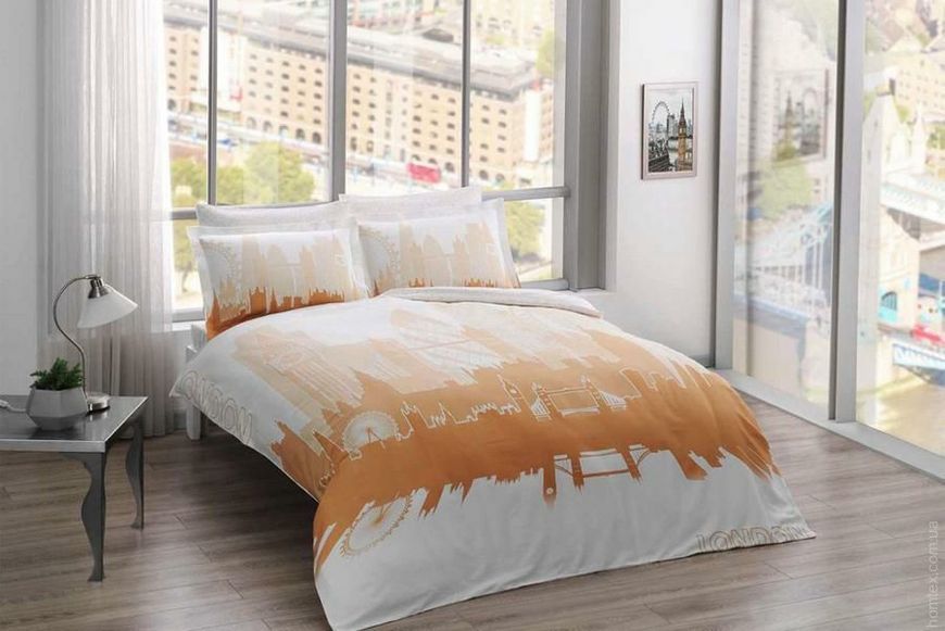 Постельное белье TAC Сатин Glow London gold евро p-78246 фото