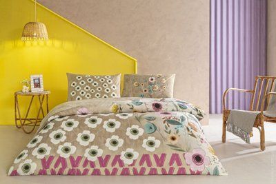 Постільна білизна TAC Teen Ranforce Blyss bej полуторний з простирадлом на резинці p-60322959 фото