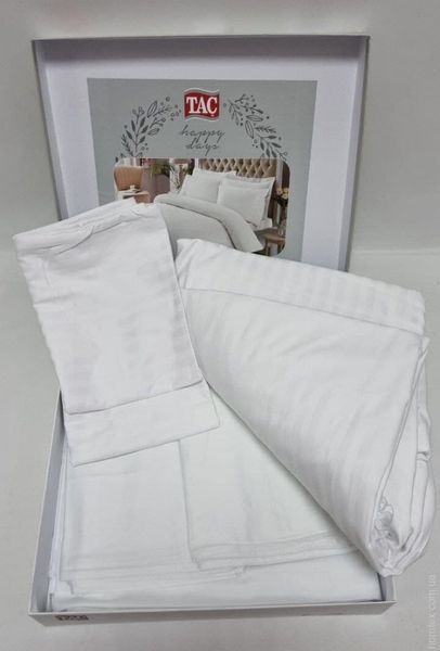 Постільна білизна TAC Premium Basic White Stripe сатин євро макси o60234216 фото