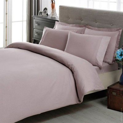 Постельное белье TAC Premium Basic Stripe сатин Lila евро максы p-60234208 фото