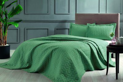 Покрывало TAC Glory yesil 180x260 см стеганое с наволочкой p-71317957 фото