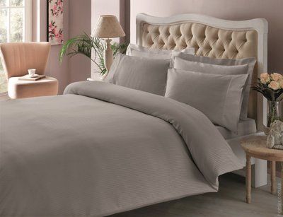Постільна білизна TAC Premium Basic Antracit Сатин-Stripe євро p-60230879 фото