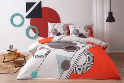 Постельное белье TAC Ranforce Felix Red с простыней на резинке. p-60264696 фото