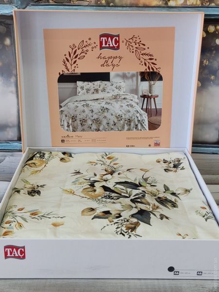 Постільна білизна TAC Saten happy days Maisy krem євро р-60294169 фото