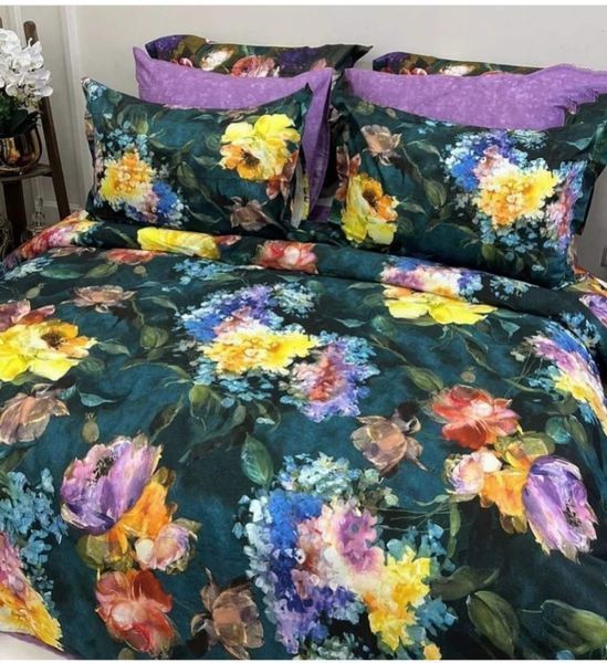 Постельное белье TAC Digital Midnight Bloom yesil евро p-208426 фото